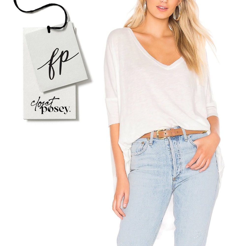 NWT . free people . catch waves tee . white . small